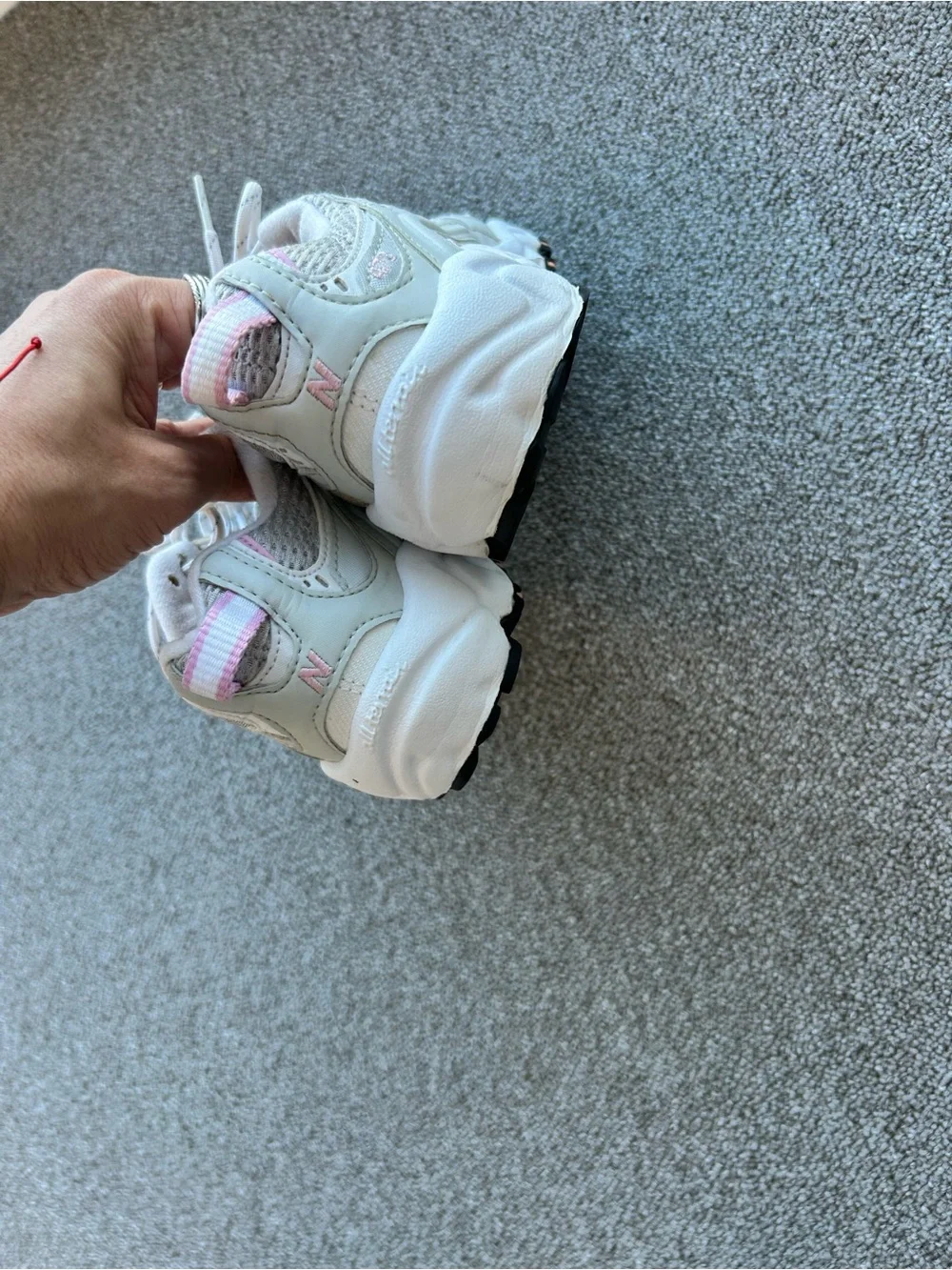 New Balance White Sneakers with Pink Accents